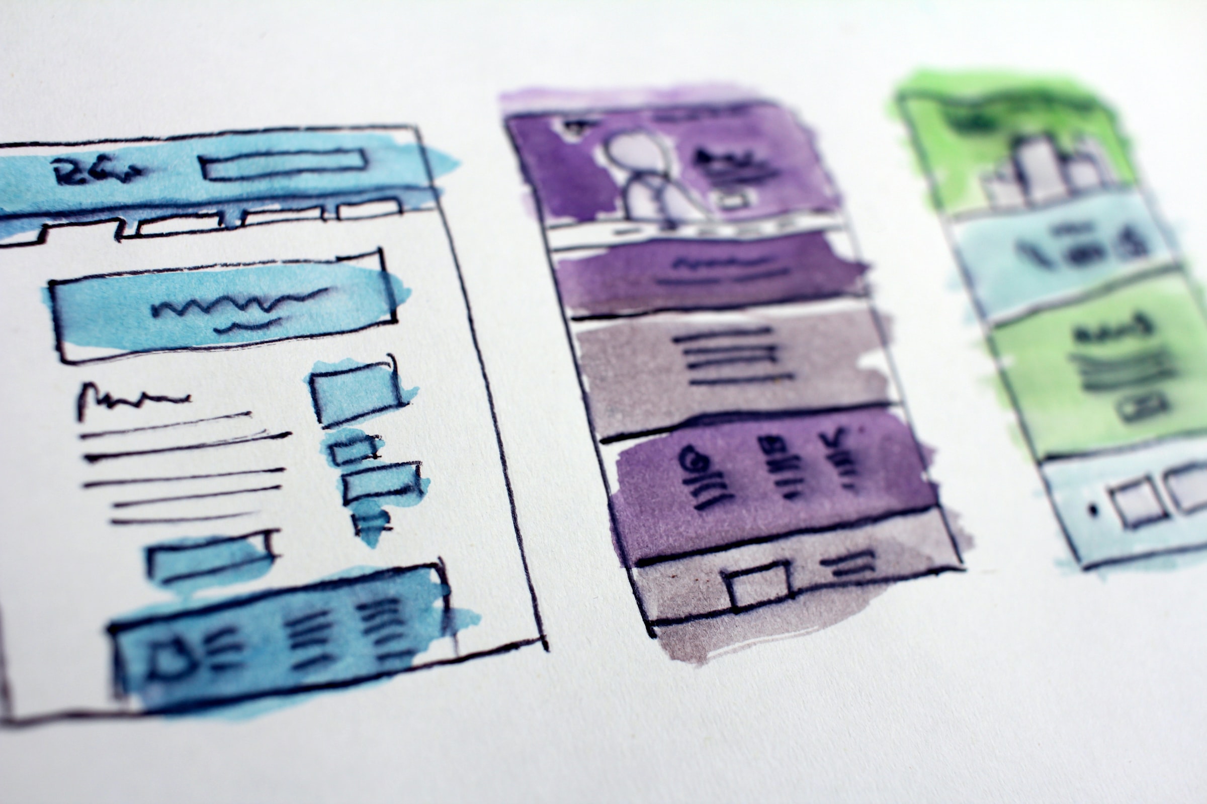Colored storyboard of website design. Image from Unsplash.
